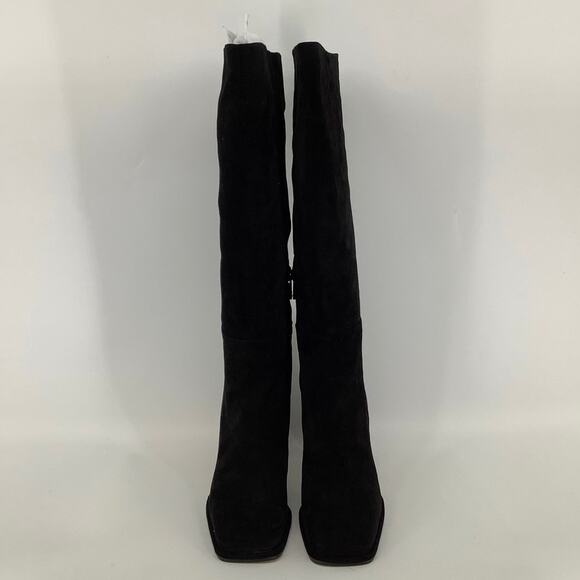 Sam Edelman Size 8.5 Black Suede Issabel Heeled Knee High Boots Square Toe P28-1 - Picture 2 of 9
